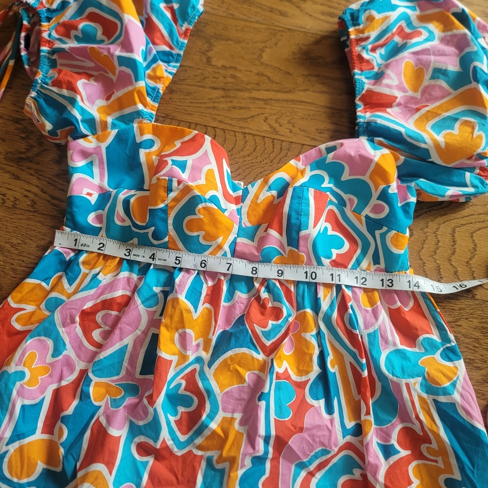 Amanda Uprichard Sicily Mini Dress Bright Colorful Orange Blue Size XS - Picture 10 of 12